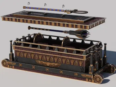 OB 02 Egyptian Necromancer Kit - Sledge Casket Low-poly 3D model