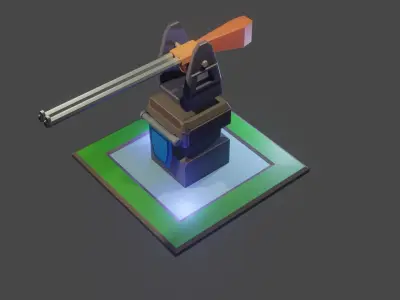 Shotgun Base Defend for mobile game Low-poly 3D model