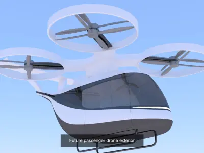 Passenger drone and Tesla Robovan 3D Model Pack