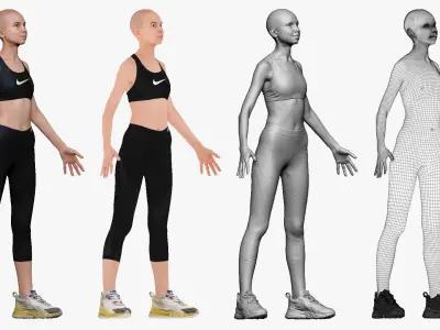 001235 woman in fitness costume 3D model