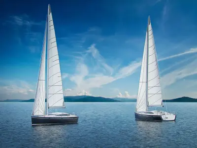 Sailboat with a high sail 3D model