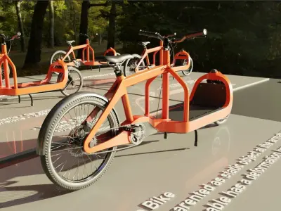 Cargo Bike Orange Low-Poly and Rigged Version  Low-poly 3D model