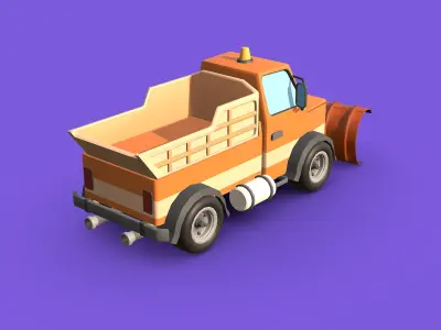 Stylized Toon Snow Plower Truck Low-poly 3D model