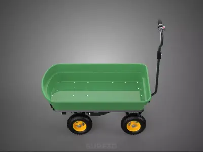 ELECTRIC POLY DECK GARDEN UTILITY CART WAGON TRAILER TROLLEY BED 3D model