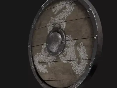 Game ready viking wooden shield Low-poly 3D model