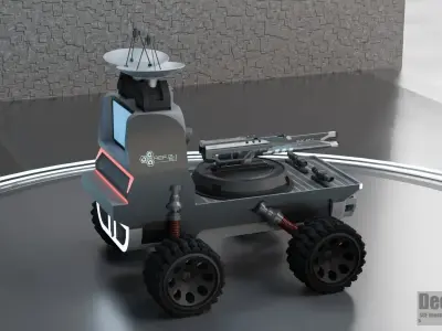 game asset shooter robot Vehicle Free low-poly 3D model