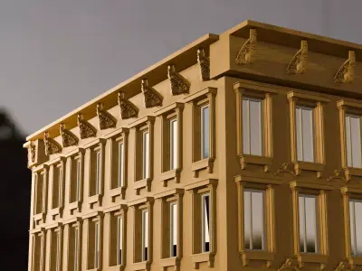 Rome Inspired Neoclassical Building Facade Low Poly 3D model