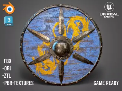 Medieval Viking Shield 01- Low-poly 3d model Low-poly 3D model