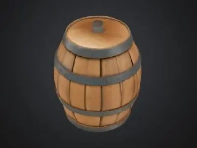  Wooden Barrel 3D Model Game Ready VR AR Prop for Animations Low-poly 3D model