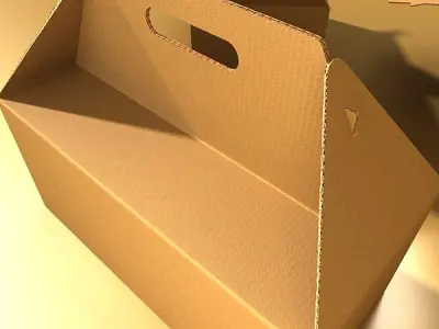 Photorealistic Cardboard Carrier Box High Res 3D model