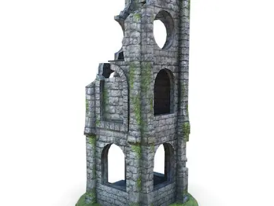 Medieval Building 53 Ruins Low-poly 3D model