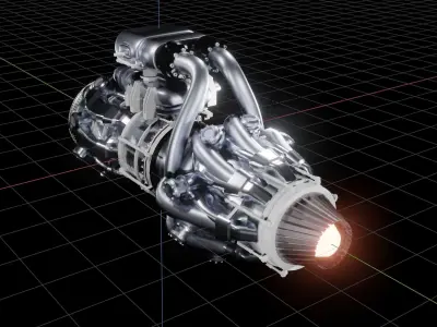 Air Mincer Turbojet Engine 3D model