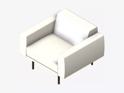 Seat - Sofa - Simplicity - Single Low-poly 3D model