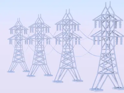 electric power transmission tower illustration 3D model