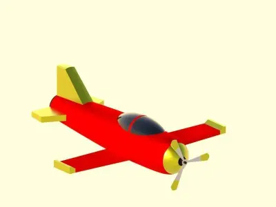 Low Poly Simple Cartoon Plane Low-poly 3D model