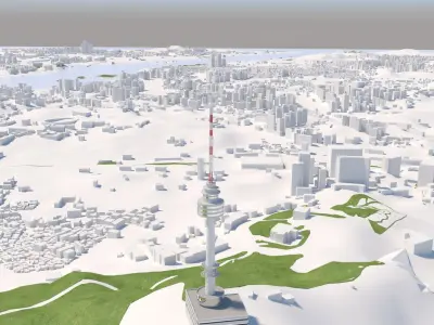 Namsan Tower Seoul and Environment 3D model