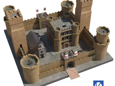 castle of the crusades Low-poly 3D model