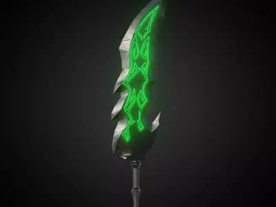 Wounded Sword Emissive Green Low-poly 3D model