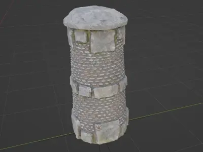 Medieval Stone Pillar - low-poly game-ready model asset Low-poly 3D model