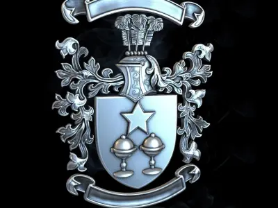 Coat of arms KNIGHT WITH FEATHERS 3D print model