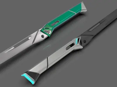 scifi cyberpunk sword 3D model