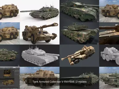 Tank Armored Collection V-RAY008 3D Model Pack