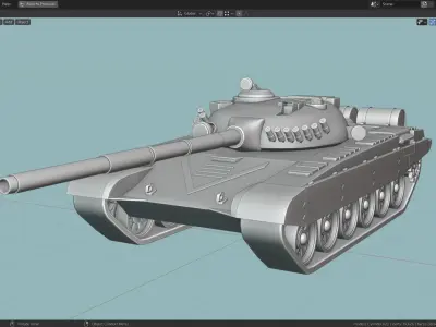 T72 MBT TANK BASE MESH  Low-poly 3D model