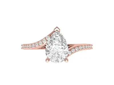 Pear Solitaire Ring 3D print model 2