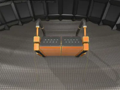 Sci-Fi Stairs - 7- Orange Version  Low-poly 3D model