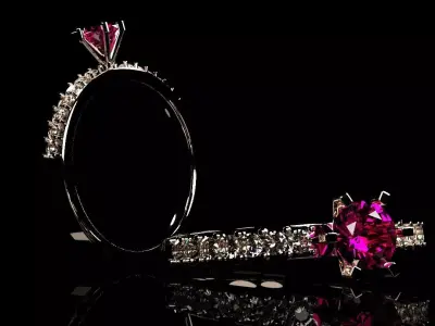 3D gold Diamond Ring for Wedding and Engagement  3D model
