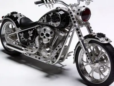 Realistic Luxury Jeweled Santa Muerte Motorcycle Low-poly 3D model