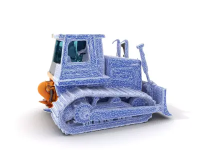 Yellow Bulldozer Construction model pack Low-poly 3D model