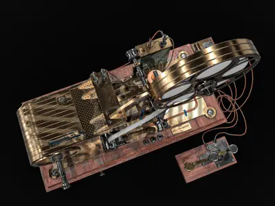 Vintage Morse Code Machine  Low-poly 3D model