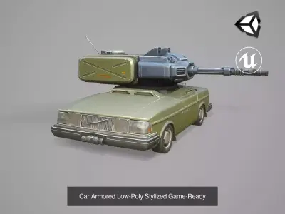 Car Armored Low-Poly Stylized Game-Ready Pack
