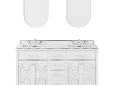 OVE Ainsley 60 White Vanity 3D model