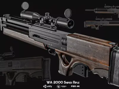 WA 2000 Sniper Rifle Low-poly 3D model
