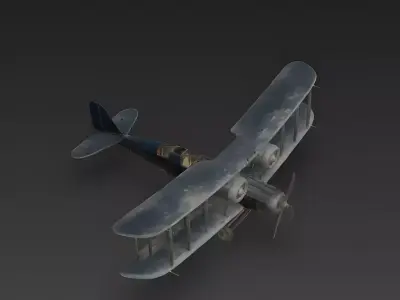 WWI Twin-Engine Heavy Bomber 3D Model Low-poly 3D model