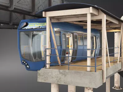 Monorail modular Constructor PBR 3D model
