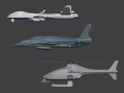 Generic Military Aircraft Pack  -- Fighter Jet Drone VTUAV UCAV Low-poly 3D model