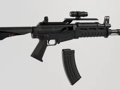 Assault rifle - Rigged 3D model