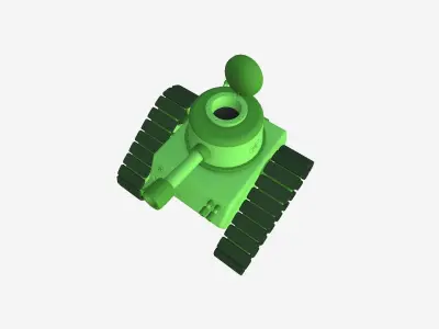 War Tank Cartoon A01 Green - Military Vehicle Low-poly 3D model