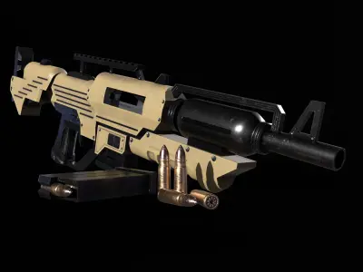 Assault Rifle PBR Low-poly 3D model