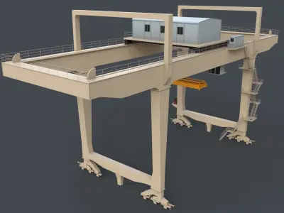 PBR Rail Mounted Gantry Crane RMG V1 - White Low-poly 3D model