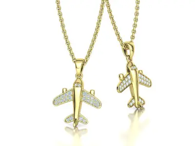 Airplane Diamond Pendant Traveller Own Design 3dprint Wax 3D print model