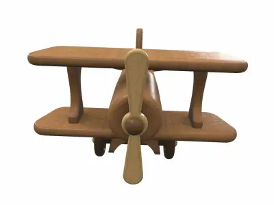 Wooden airplane toy 2 Free 3D model