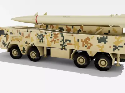Zolfaghar Missile Iranian SRBM Heat map Low-poly 3D model