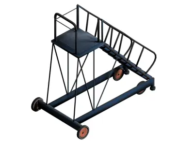 Industrial metal wheeled platform Low-poly 3D model