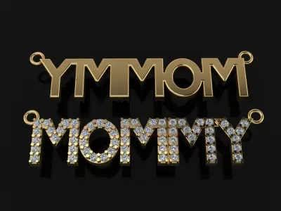 MOMMY DIAMOND PENDANT NECKLACE FRAME 3D print model