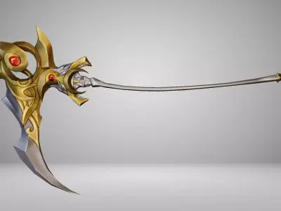 Futuristic Scythe Low-poly 3D model 9