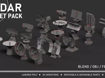 Radar Pack Low-poly 3D model